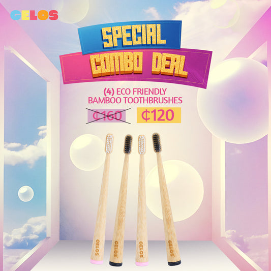 Eco Friendly Bamboo Toothbrushes x4